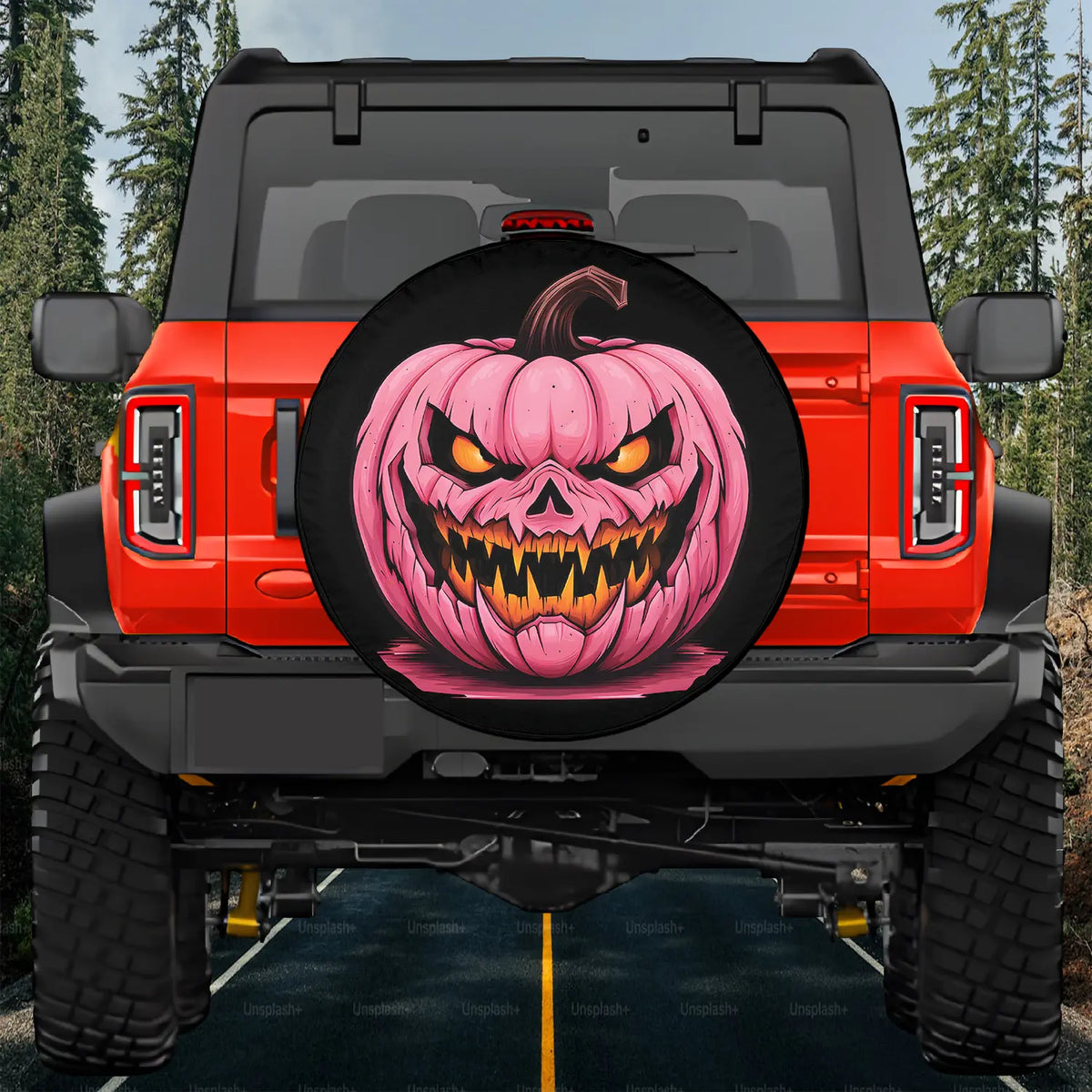 Pink Halloween Spare Tire Cover