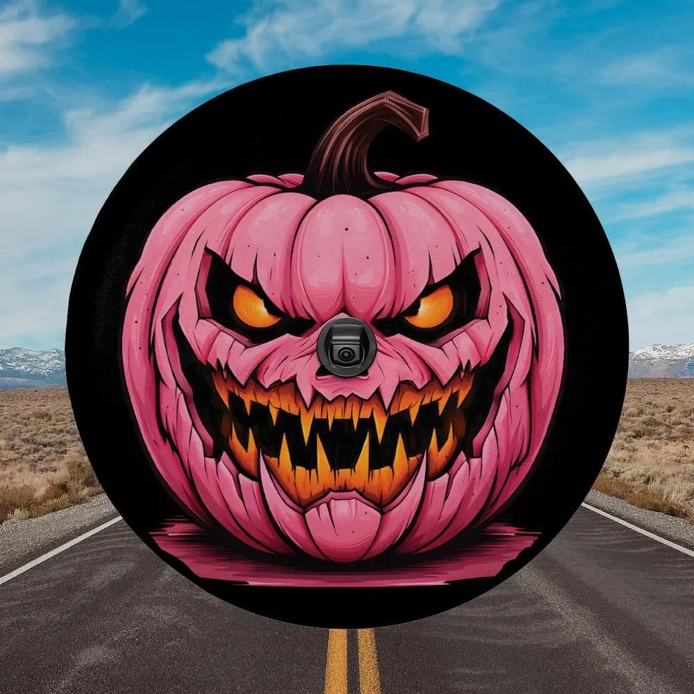 Halloween Pink Pumpkin Tire Cover