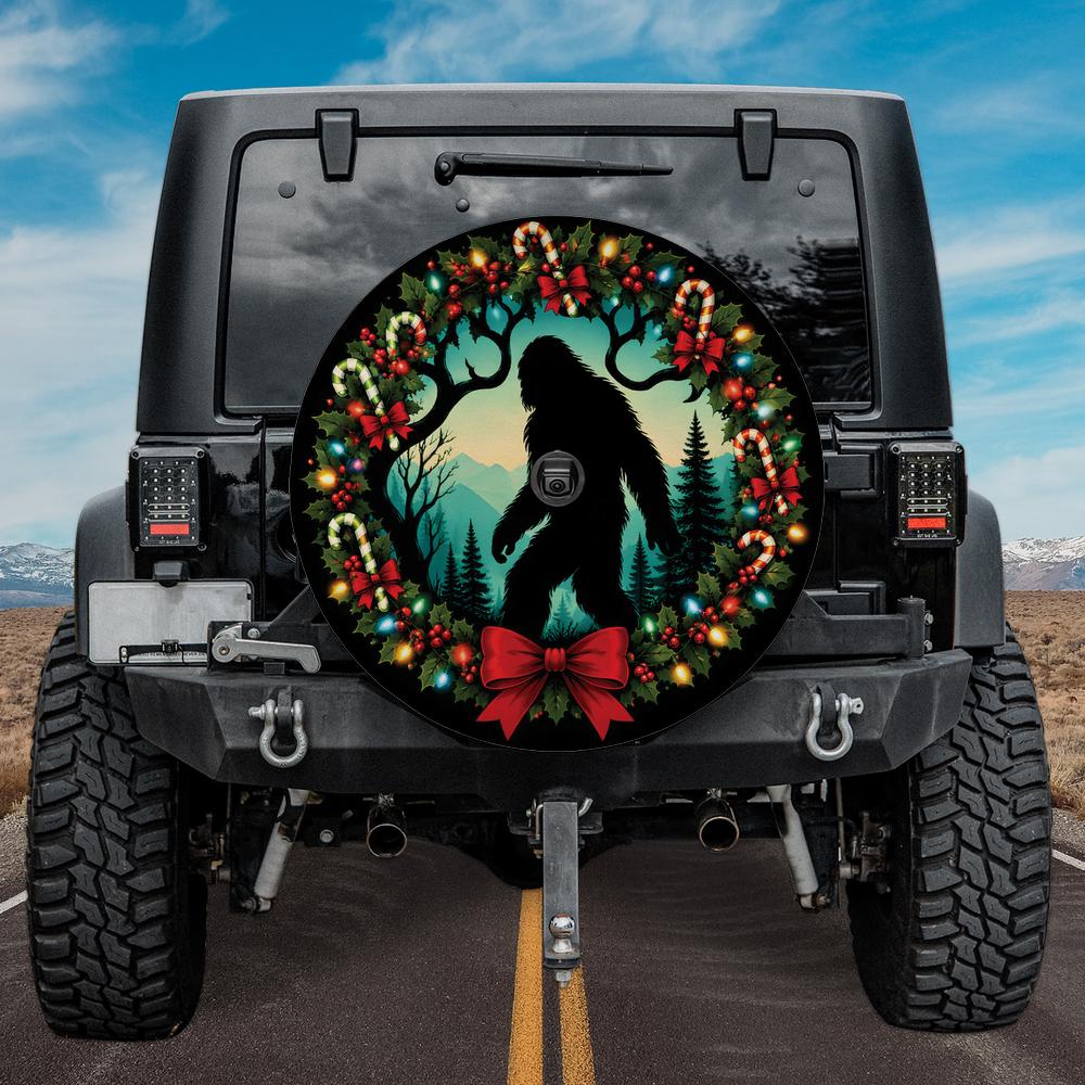 Bigfoot Sasquatch Christmas Spare Tire Cover