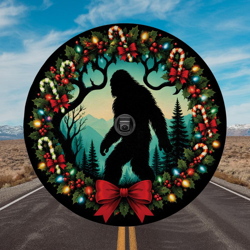 Bigfoot Sasquatch Christmas Spare Tire Cover