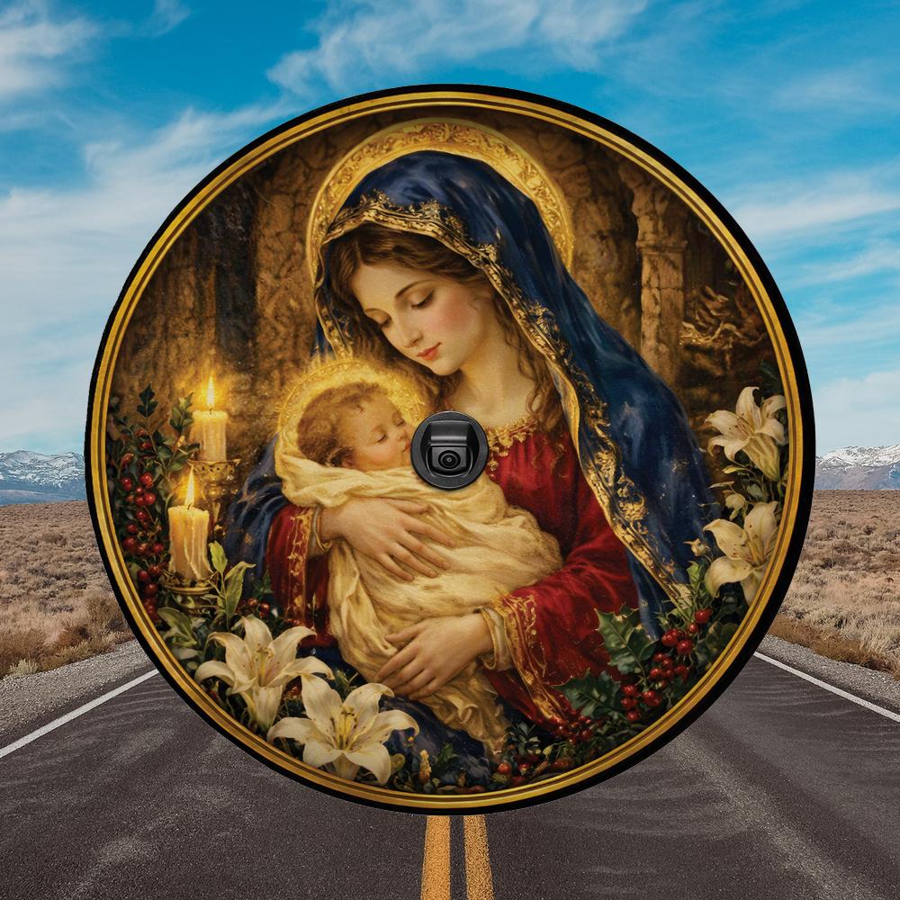 Mary Jesus Christmas Spare Cover, Nativity Scene Wheel protector