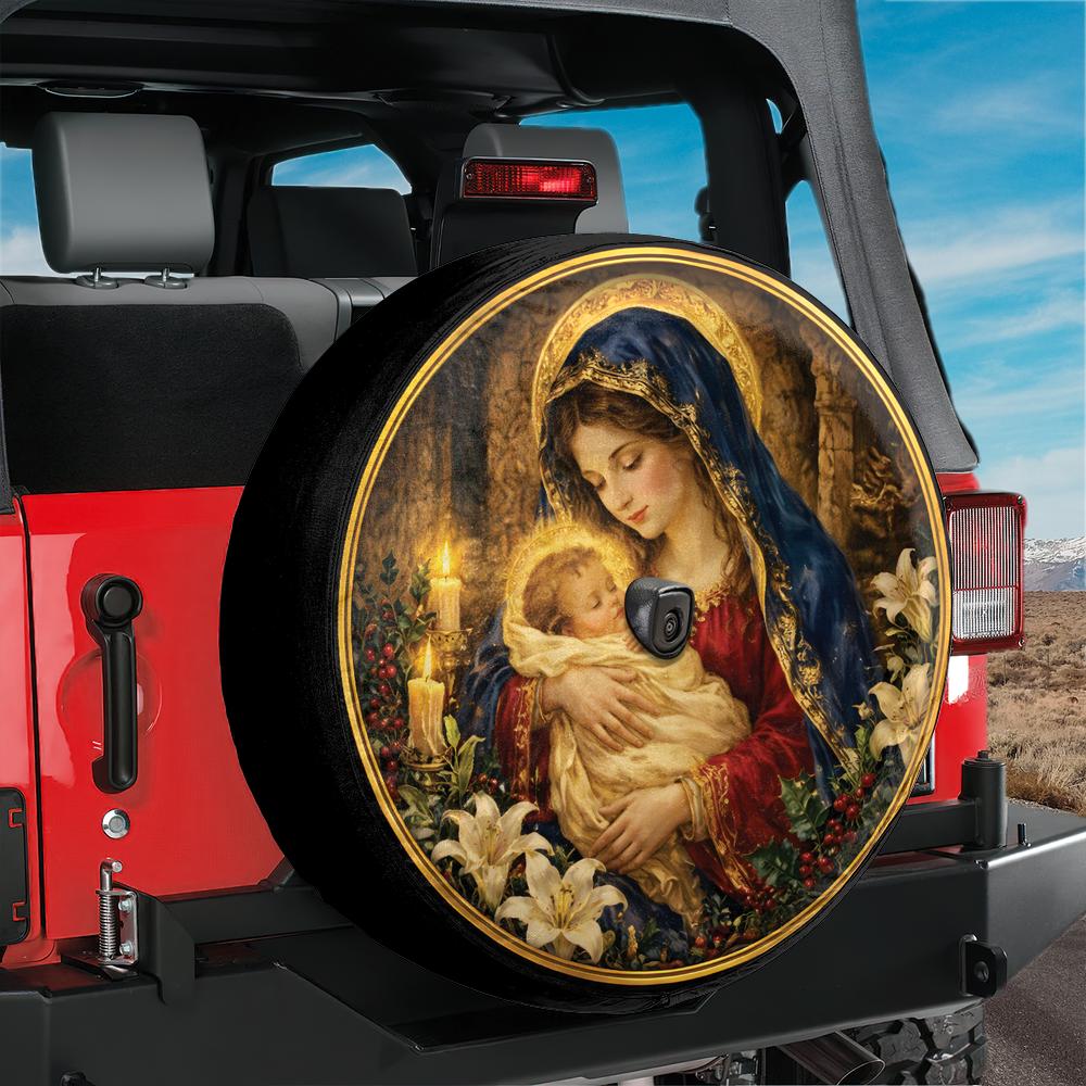 Mary Jesus Christmas Spare Cover, Nativity Scene Wheel protector